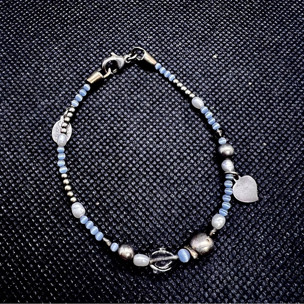 Clio Blue Paris 925 Sterling Silver Semi-precious Blue Stone Beads Bracelet‎